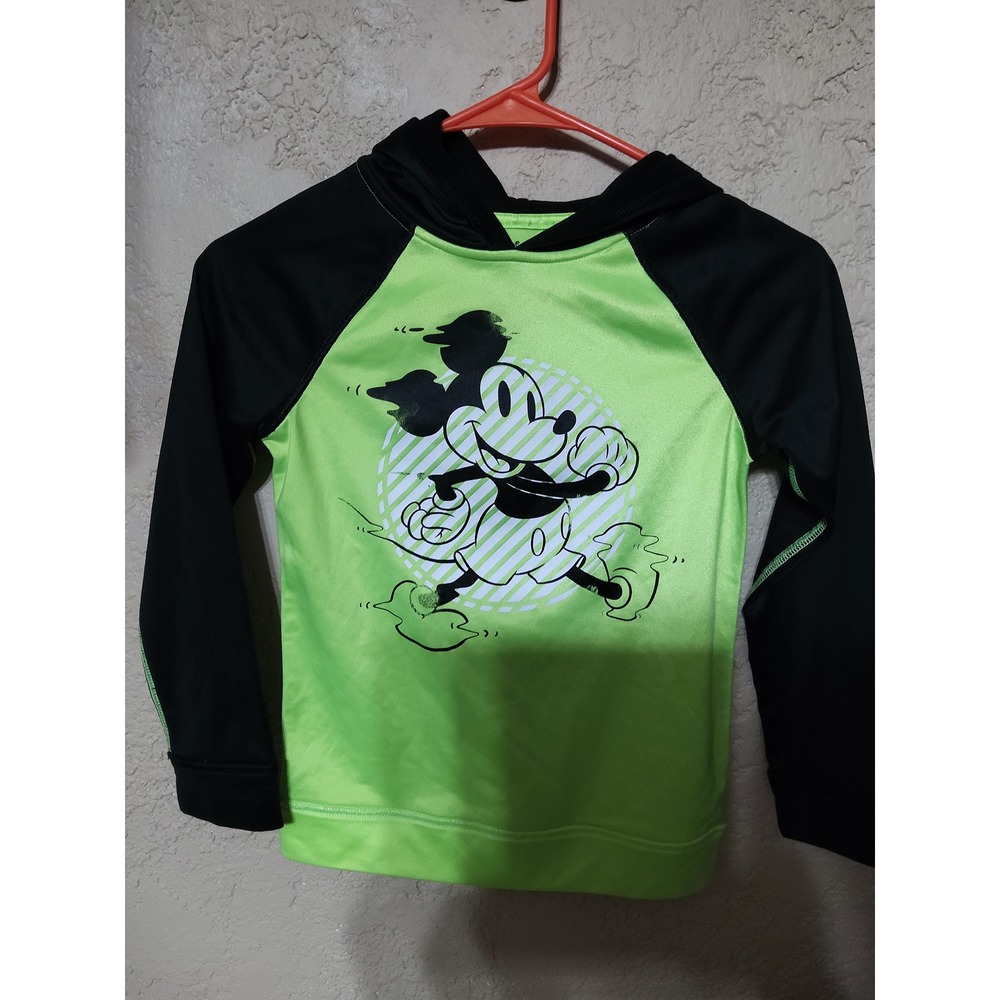 Disney Jumping Beans Mickey Mouse Active Adaptive Hoodie Neon Green Black Size 7